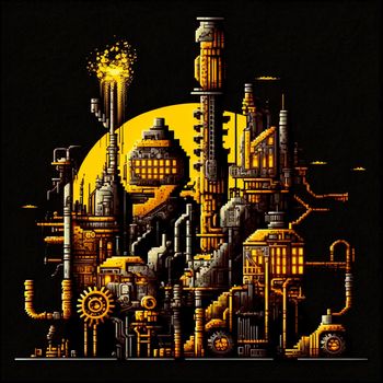 2D Factory in pixel art style