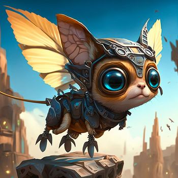 Small flying pet in steampunk style