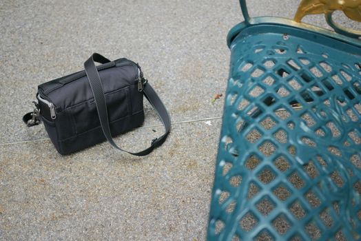 Lost hand bag on the beach