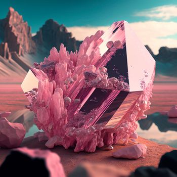 pink crystal in the mountains
