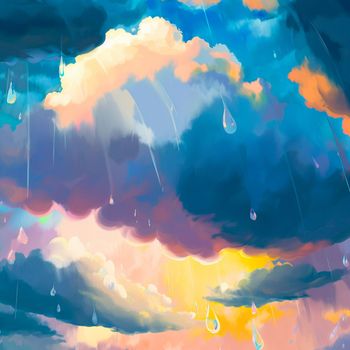 Rainy sky in anime style