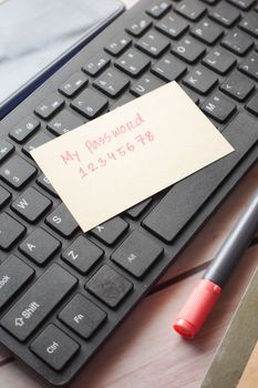 writing password on a sticky note 