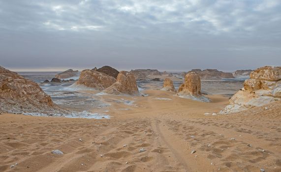 Barren desert landscape in Valley of Agabat