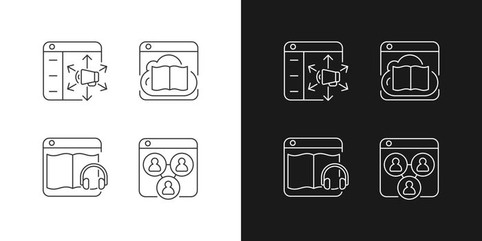 Launching online services linear icons set for dark and light mode