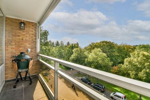 the view from the balcony of a home with a
