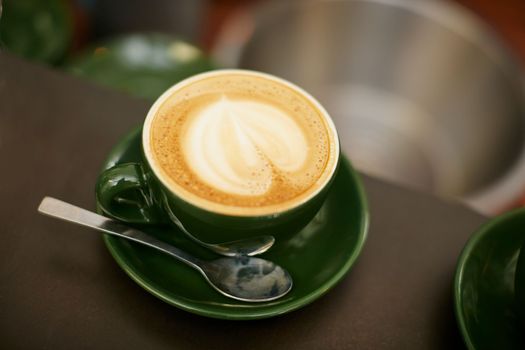 Creamy, dreamy cappuccino. creamy cappuccino in a coffee shop.