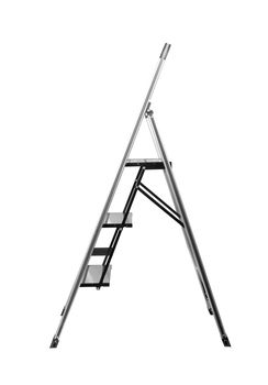 Metal ladder on white