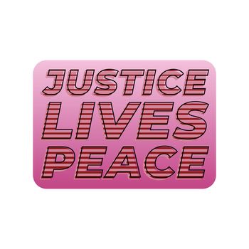 Justice lives peace, halftone line letter typography 