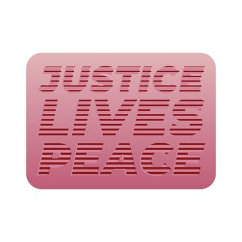 Justice lives peace, halftone line letter typography 