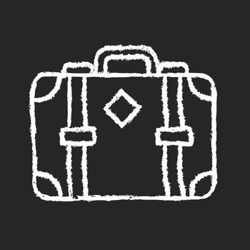 Old-fashioned style suitcase chalk white icon on dark background