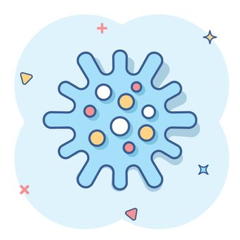 Disease bacteria icon in comic style. Allergy cartoon vector illustration on white isolated background. Microbe virus splash effect business concept.