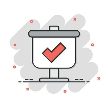 Checklist vector icon in comic style. Survey cartoon vector illustration in flat design on isolated background. Simple splash effect business concept pictogram.