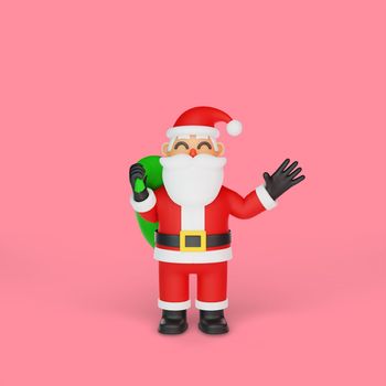 3d rendering of santa carrying a sack of gifts