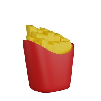 3d rendering of french fries junk food icon