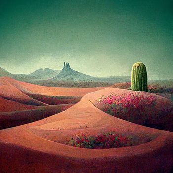 Desert landscape. Desert area, sand terrain - Africa, Sahara, or Arizona nature. 