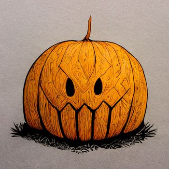 Halloween pumpkin angry cartoon character concept of monsters and autumn holiday object.