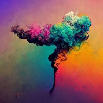 Abstract design of a dust cloud. Colorful rainbow of dust particles on colorful background.
