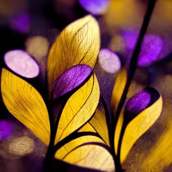 Purple and yellow abstract flower Illustration.