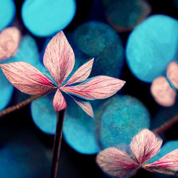Blue and pink abstract flower Illustration.