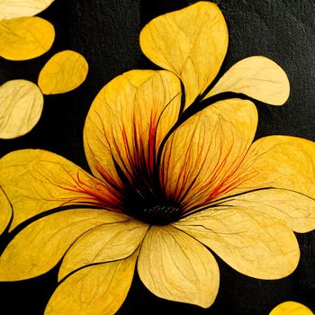 Yellow and black abstract flower Illustration.