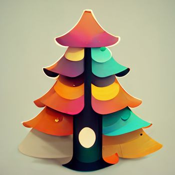 Christmas cartoon style tree with decorations.