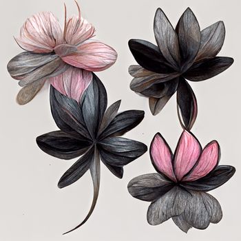 Grey and pink abstract flower Illustration.