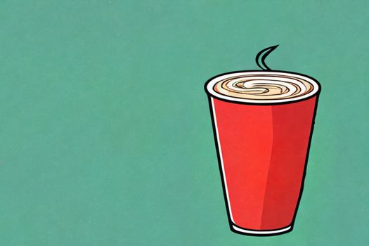 red coffee cup on a green background