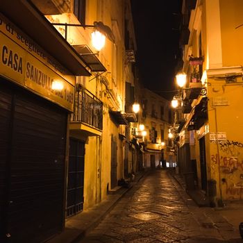 Alley in the streets of naples in the evening 