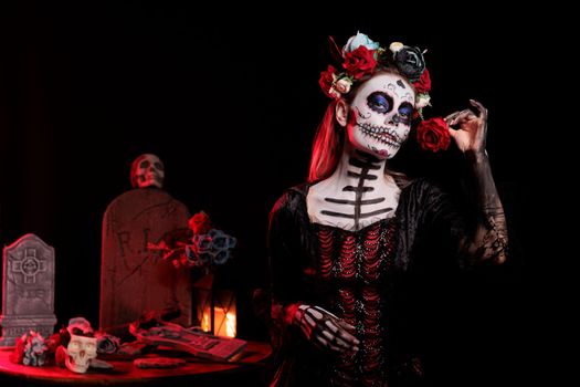 Spooky goddess model with festival make up