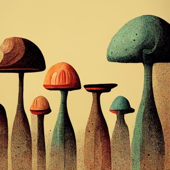 Cartoon  style coloured mushrooms, poisoned and healthy, vegetarian food in a flat style.