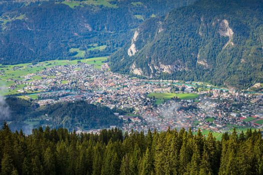 Aerial view of interlaken city in Bernese Oberland, Switzerland