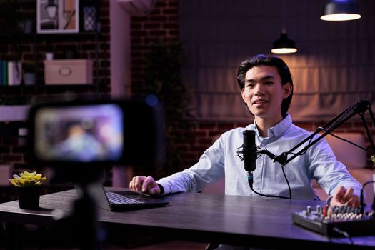 Asian influencer livestreaming talk show