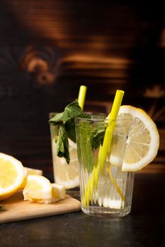 Refreshing lemonade made of fresh lemons