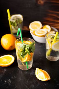 Healthy and delicous detox water made of lemons and oranges