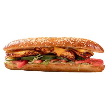 Chicken baguette sanwich with vegetables