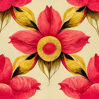 Pink and yellow abstract flower pattern Illustration.