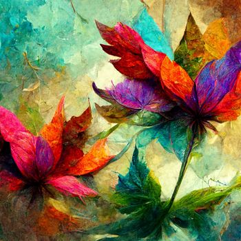 Watercolor art background. Digital generated wallpaper design with flowers.