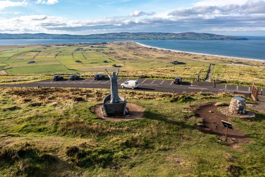 Gortmore, Northern Ireland, UK - September 18 2022 : Manannan Mac Lir Statue - He is a warrior and king in Irish mythology who is associated with the sea and often interpreted as a sea god