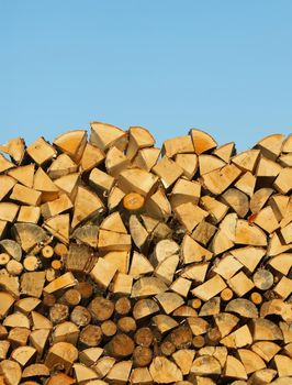 Chopped firewood on a stack