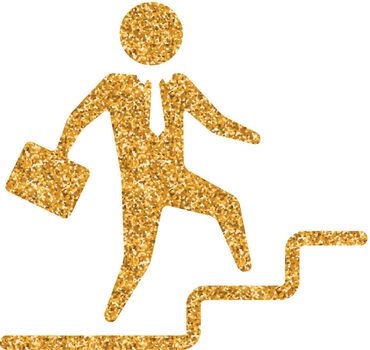 Gold Glitter Icon - Businessman stairway