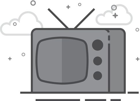 Flat Grayscale Icon - Television