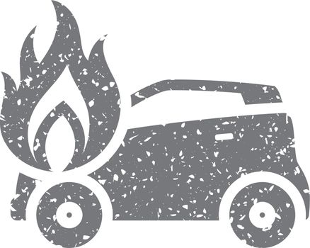 Grunge icon - Car on fire