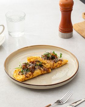 Omelette with mushrooms and cheese