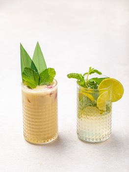 Glasses of assorted exotic cocktails