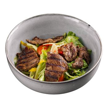 Isolated portion of roast beef salad