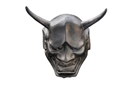 Traditional japanese mask of a demon isolated on white background with clipping path. 