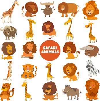 cartoon Safari animal characters big set