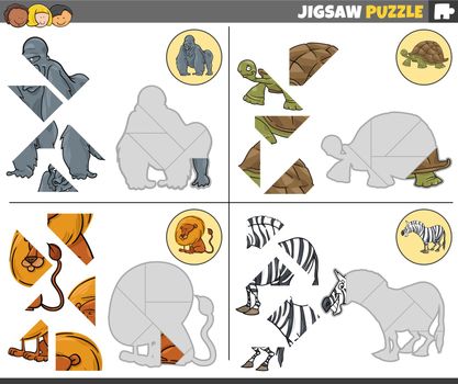jigsaw puzzle game set with cartoon animals