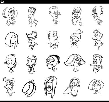 cartoon people characters faces and moods set