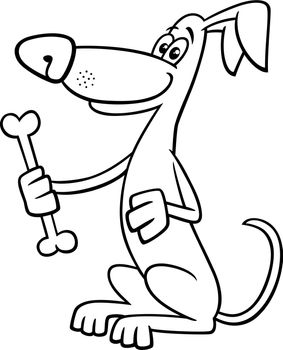 cartoon dog character with dog bone coloring page